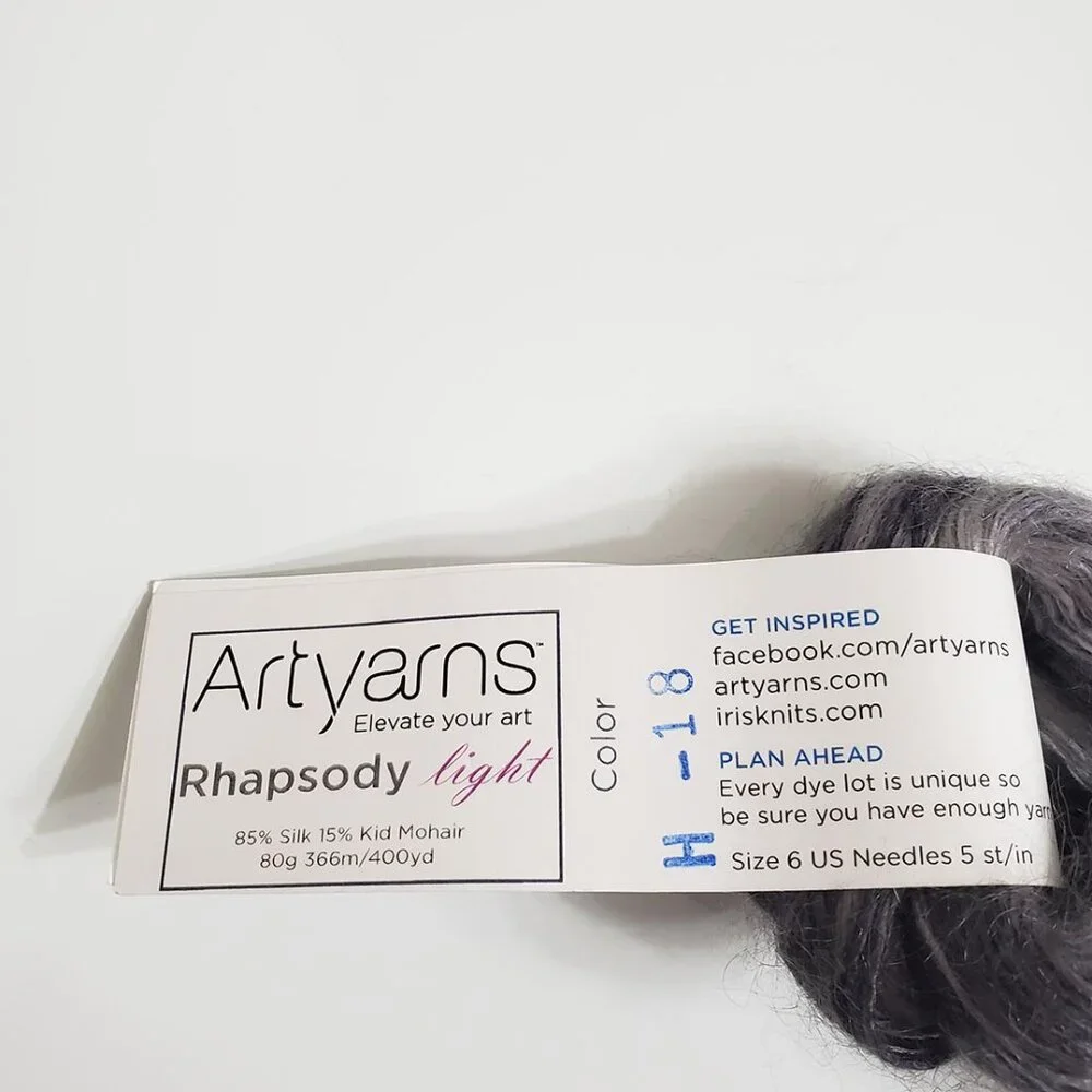 Artyarns Rhapsody Light Yarn H-18 74g 366m Silk Kid Mohair Cityscape Gray